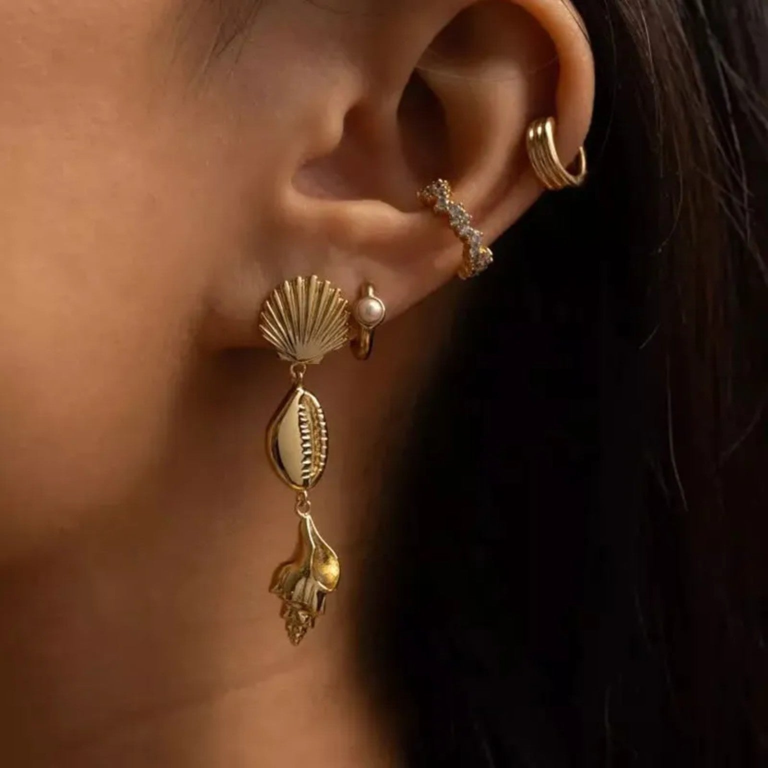 Ocean Muse Shell Drop "Earrings"