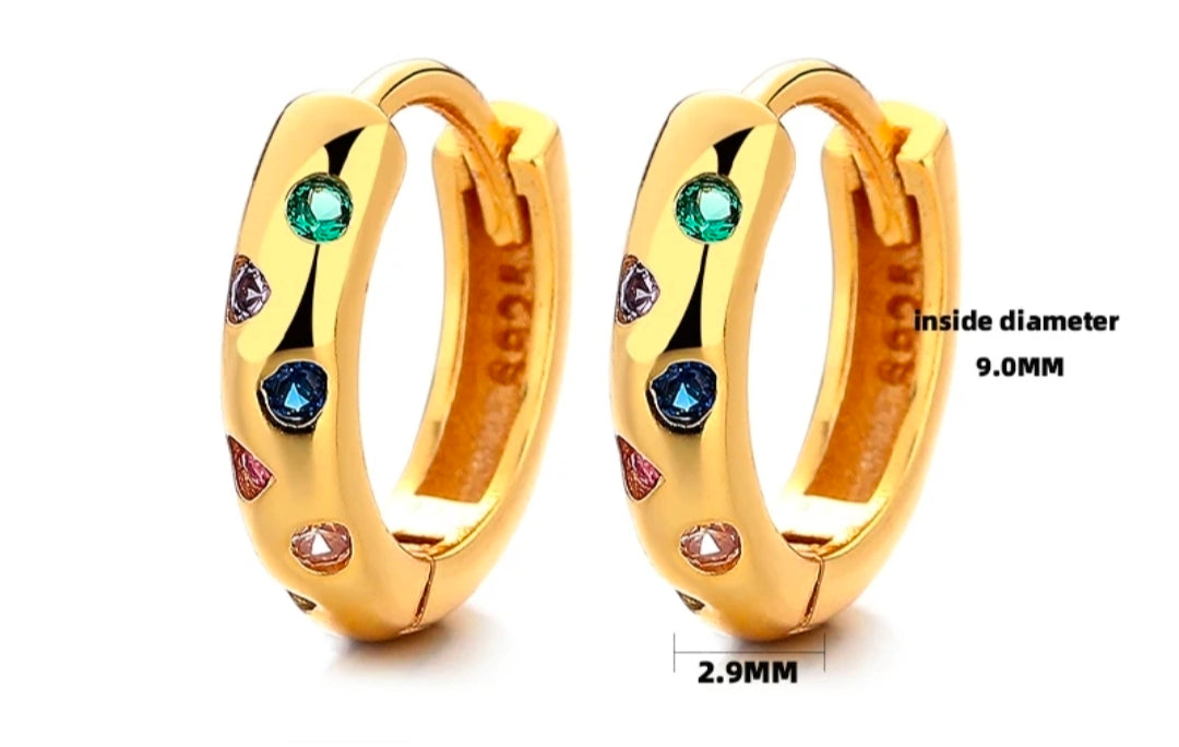Rainbow Luxe Huggie Hoops