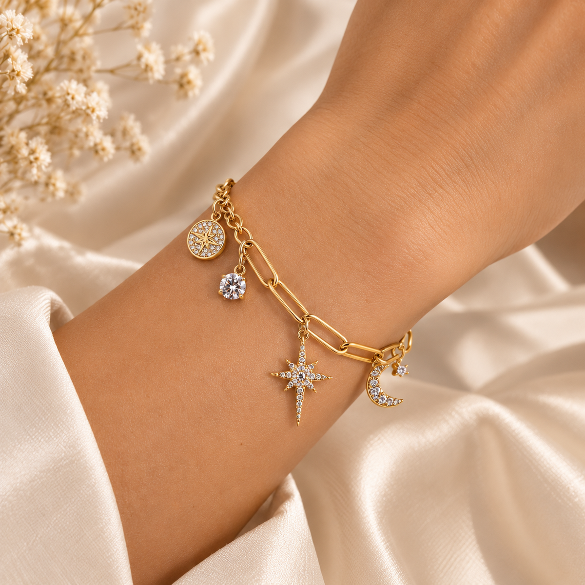 Celestial Compass Charm Bracelet