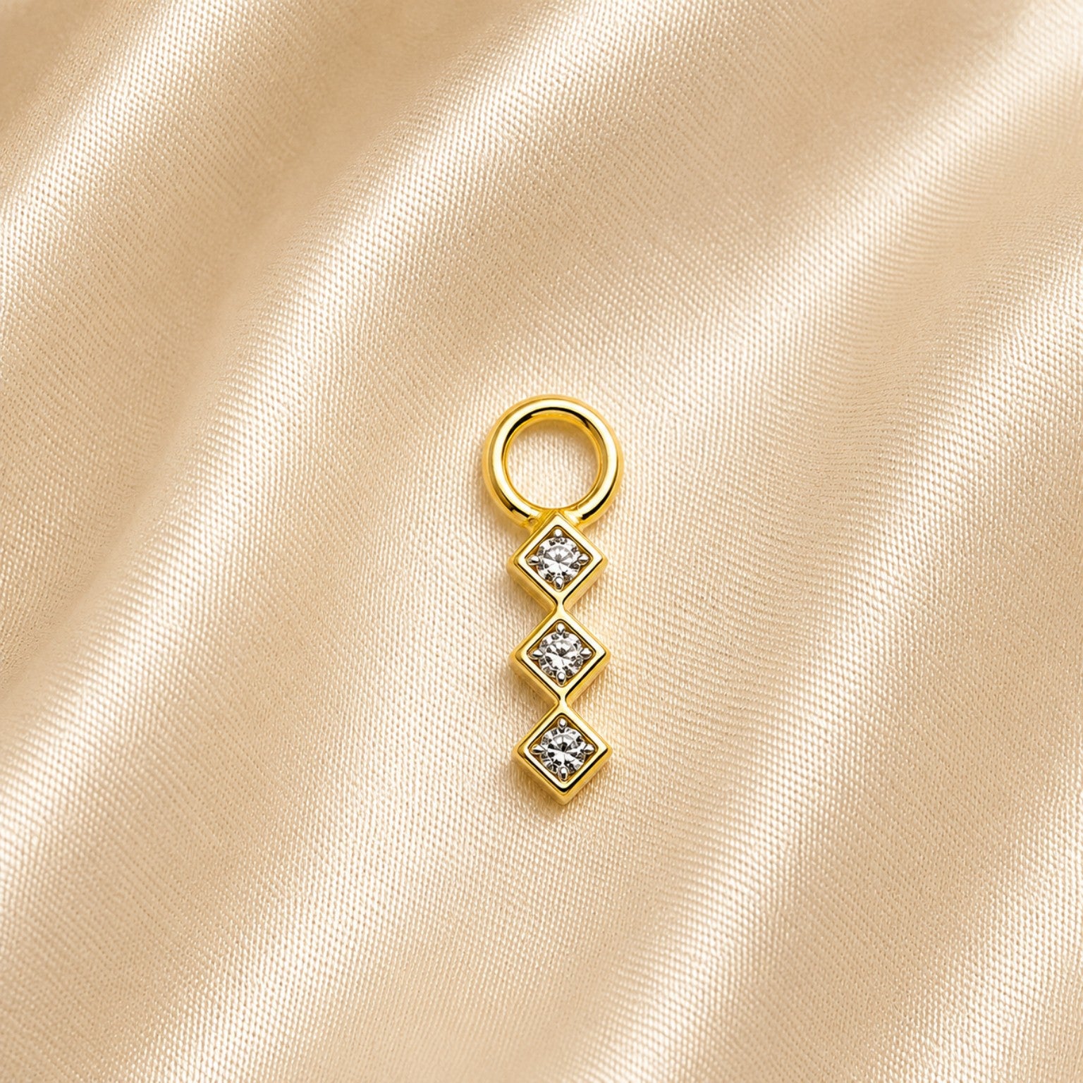"Triple Zirconia" Earring Charm